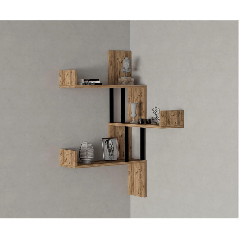 Raft de perete Biat, 3 Rafturi, Stejar, 105 x 60 x 20 cm