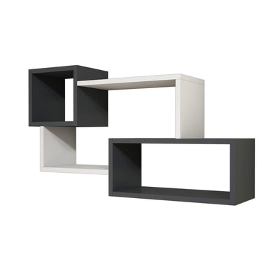 Raft de perete Domino, Antracit / Alb, 91 x 51 x 20 cm