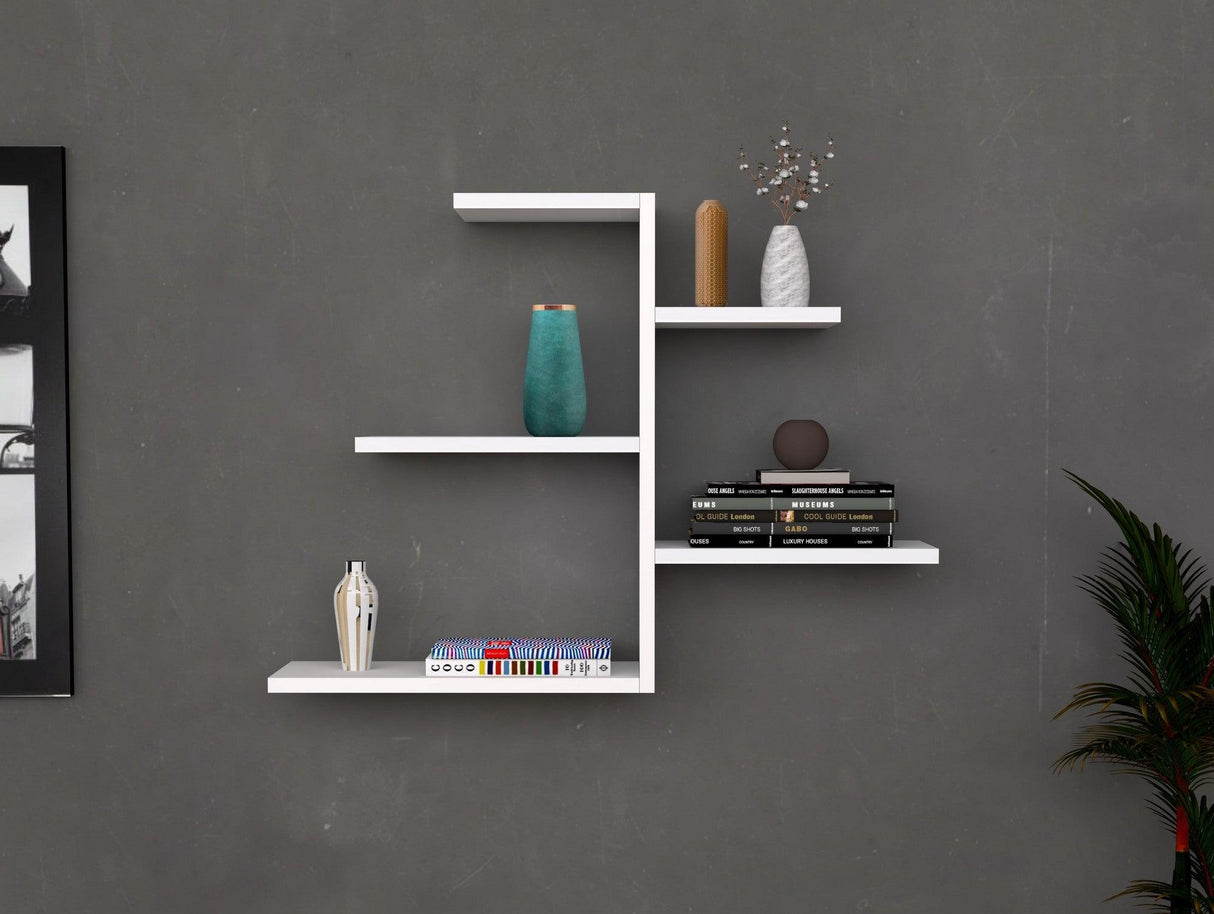 Raft de perete Gami, 5 Rafturi, Alb, 83 x 48 x 20 cm