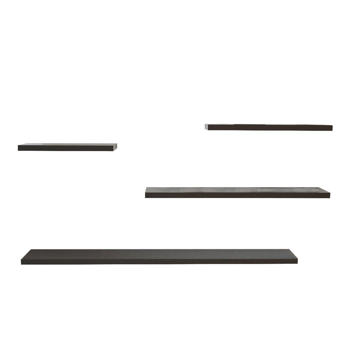 Raft de perete Nuella 4 bucati, Negru, 90 x 15 - 60 x 15 - 40 x 15 - 30 x 15 cm
