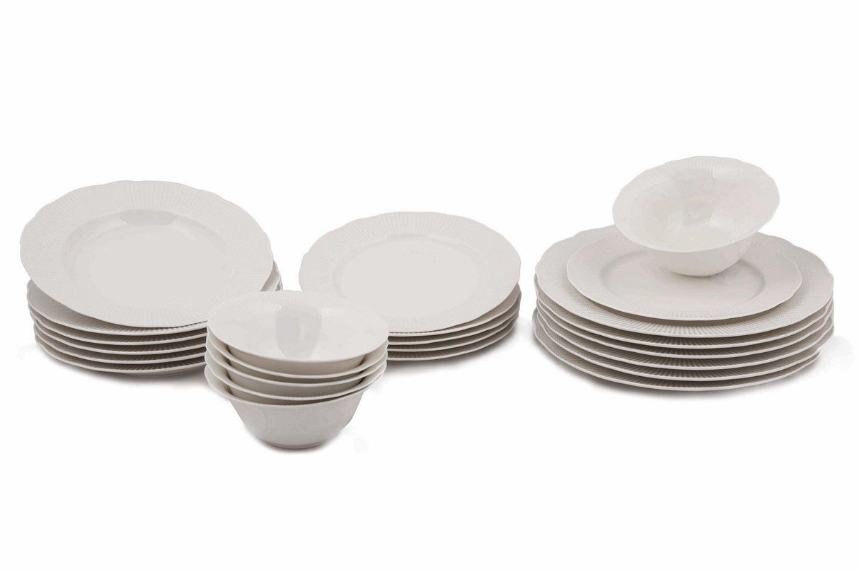 Serviciu de masa, 24 piese, , Portelan, Alb