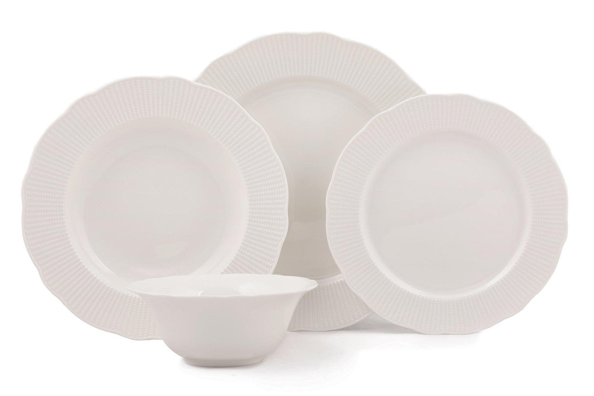 Serviciu de masa, 24 piese, , Portelan, Alb
