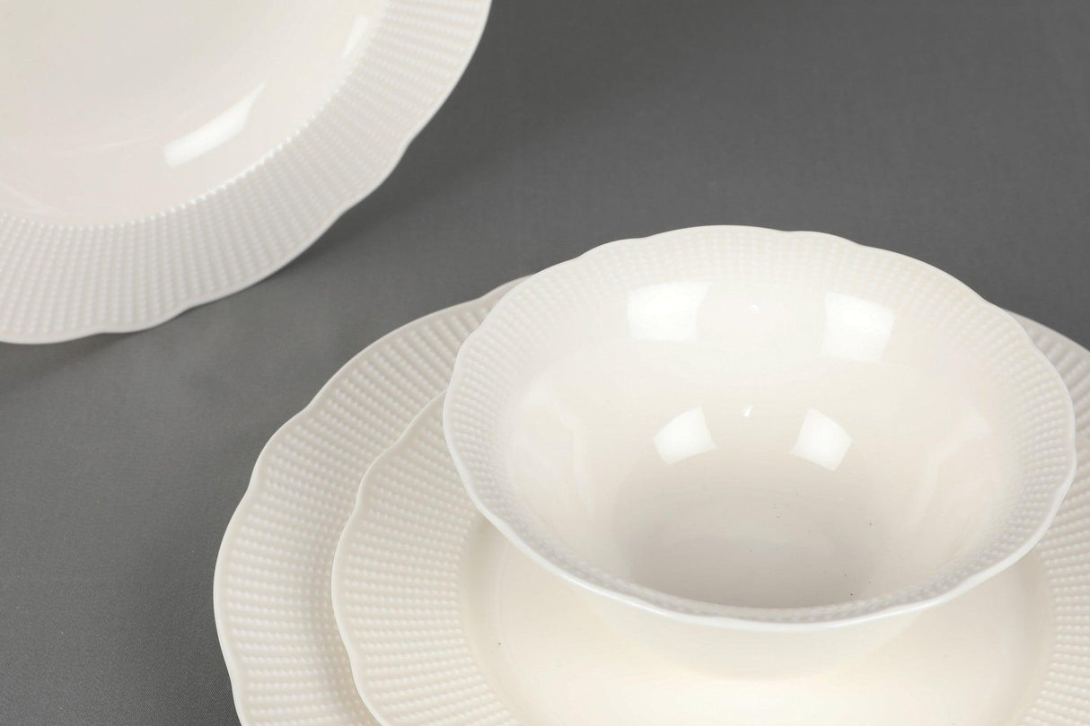 Serviciu de masa, 24 piese, , Portelan, Alb