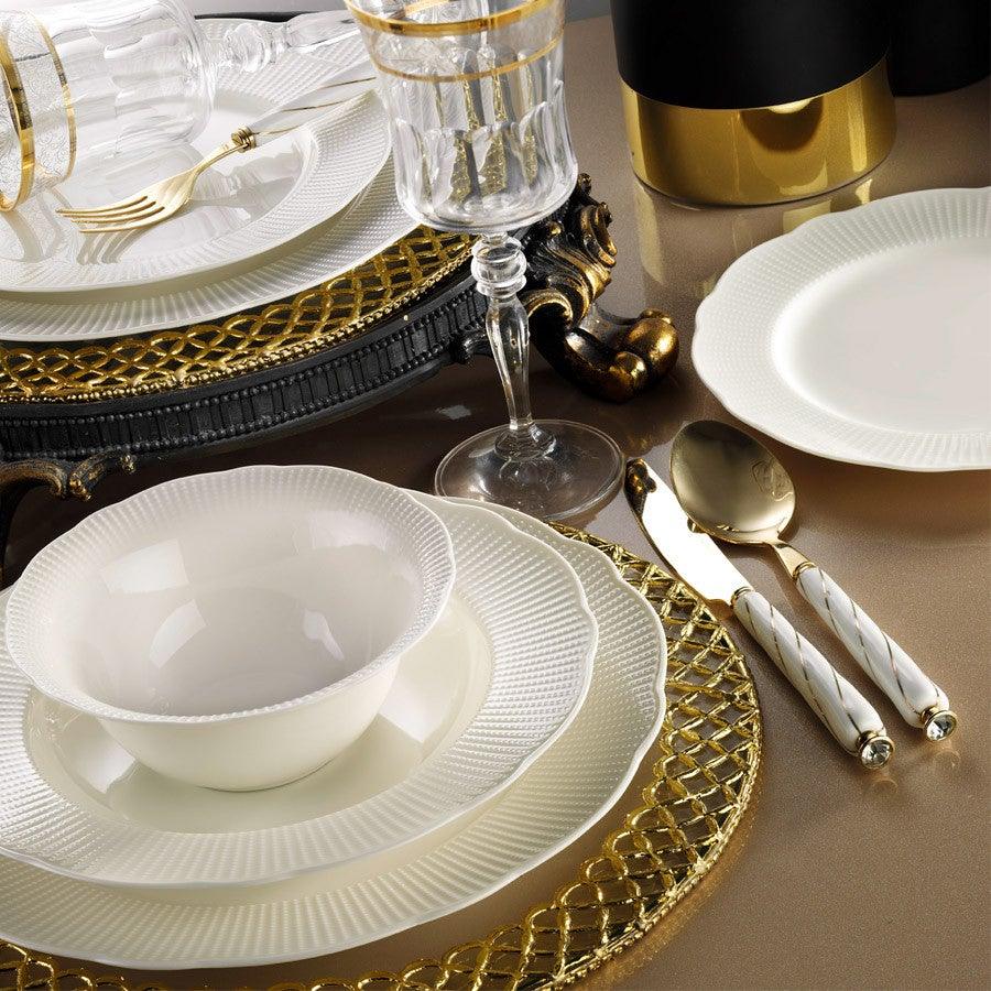 Serviciu de masa, 24 piese, , Portelan, Alb