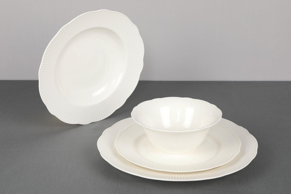 Serviciu de masa, 24 piese, , Portelan, Alb