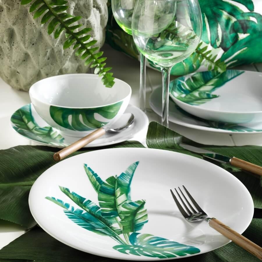 Serviciu de masa, 24 piese, Portelan, Verde