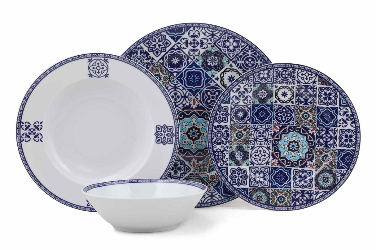 Serviciu de masa, 24 piese, Portelan, Albastru