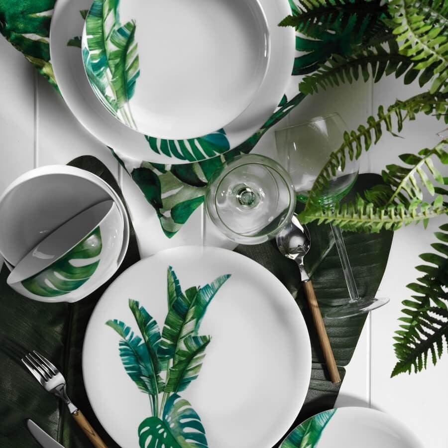 Serviciu de masa, 24 piese, Portelan, Verde