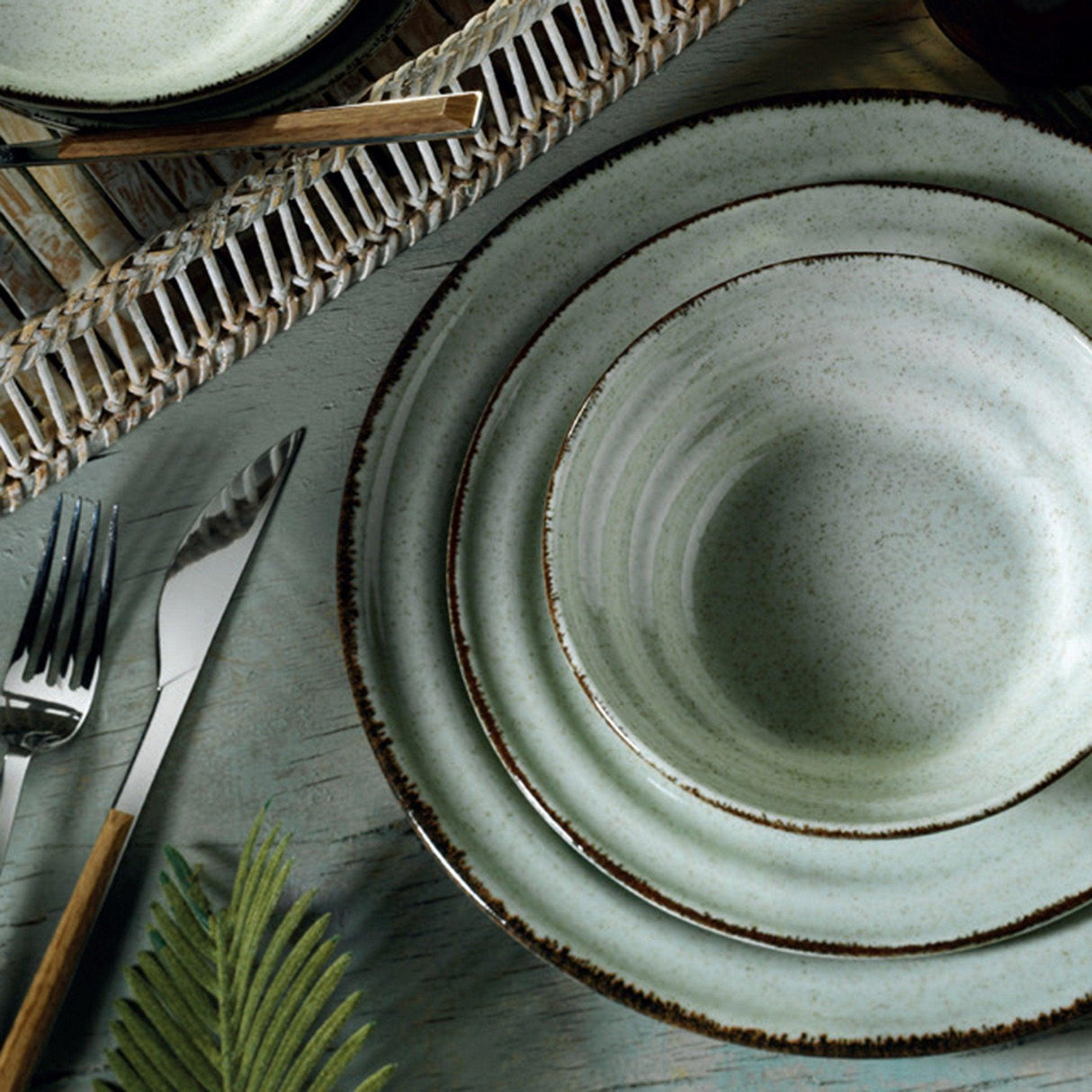 Serviciu de masa, 24 piese, Portelan, Verde