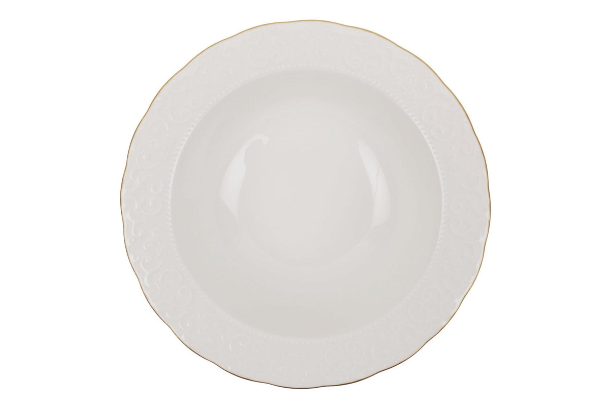 Serviciu de masa, 24 piese, Portelan, Alb - Auriu