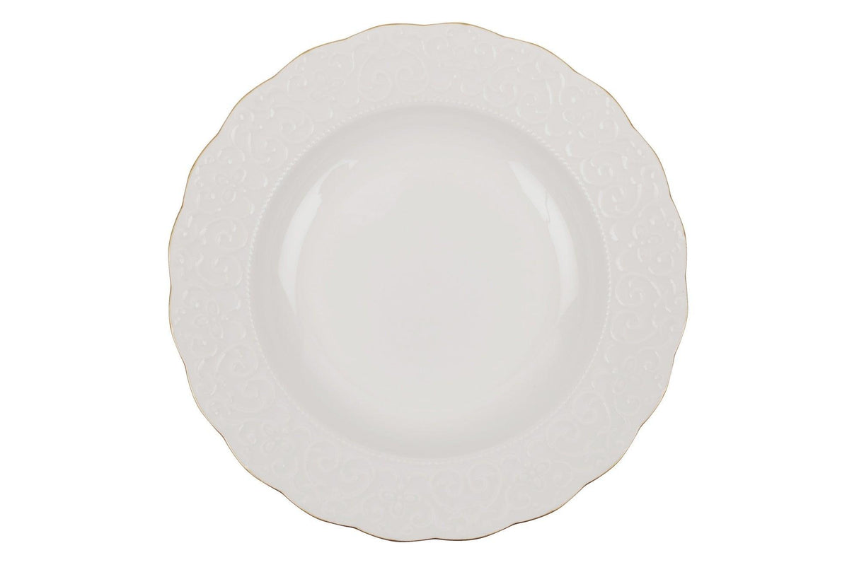 Serviciu de masa, 24 piese, Portelan, Alb - Auriu