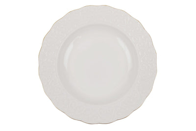 Serviciu de masa, 24 piese, Portelan, Alb - Auriu