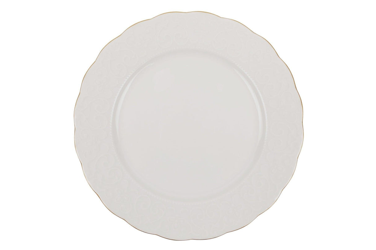 Serviciu de masa, 24 piese, Portelan, Alb - Auriu