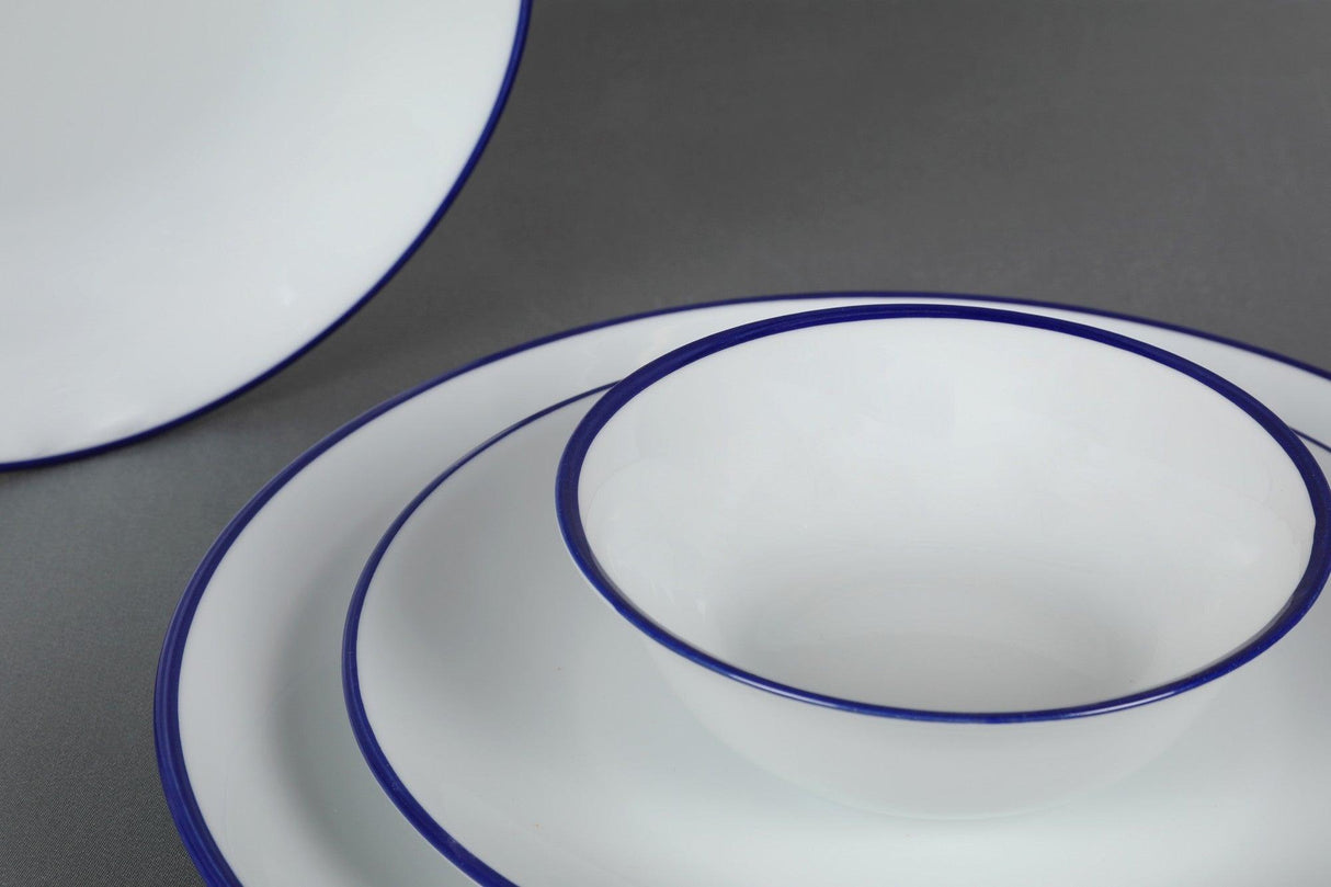 Serviciu de masa, 24 piese, Portelan, Alb - Bleumarin