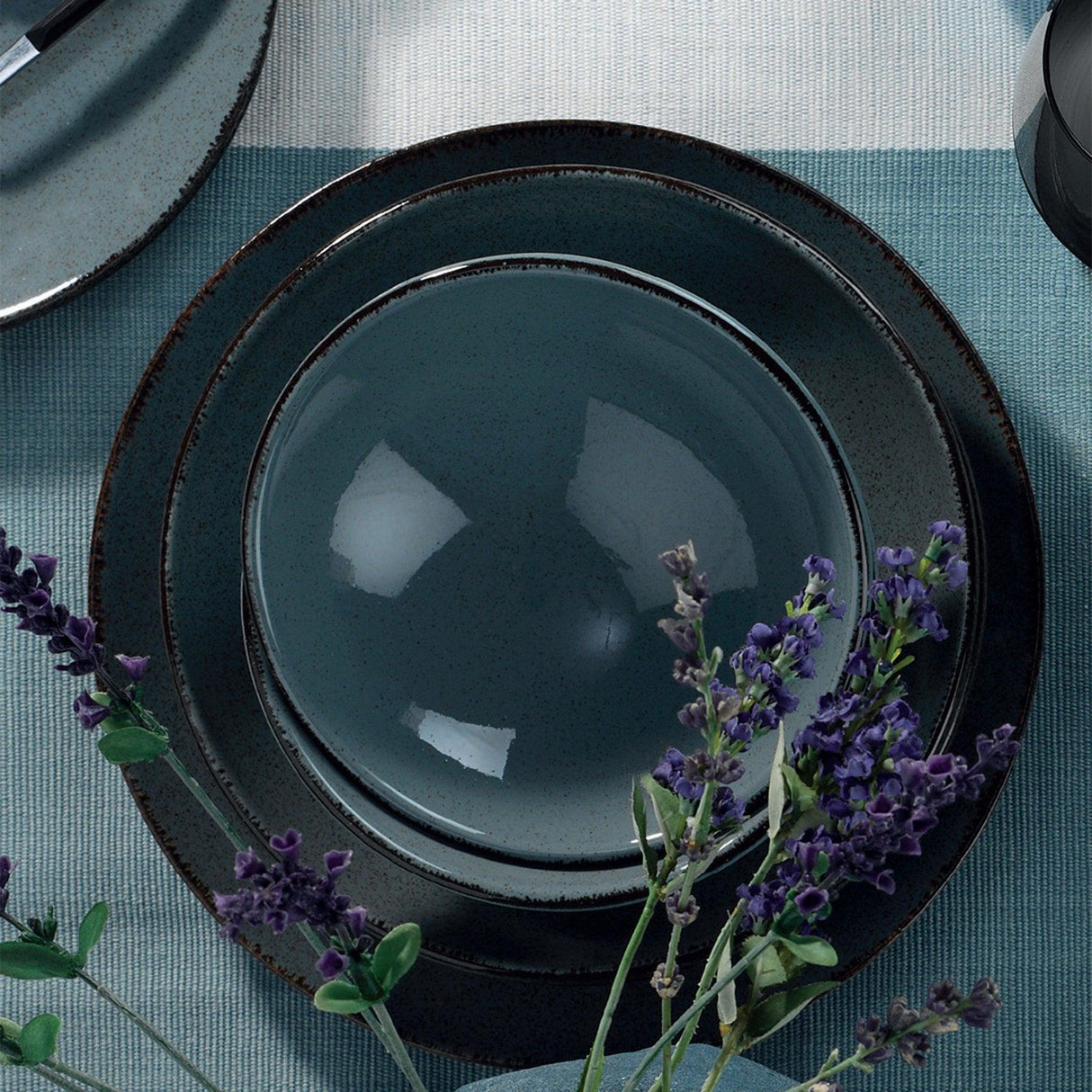 Serviciu de masa, 24 piese, Portelan, Albastru