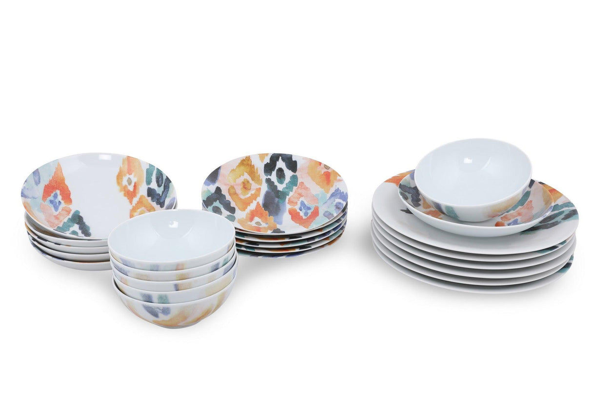 Serviciu de masa, 24 piese, Portelan, Multicolor