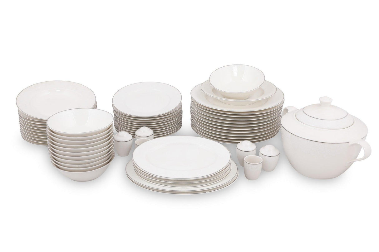 Serviciu de masa, 62 piese, Portelan, Alb