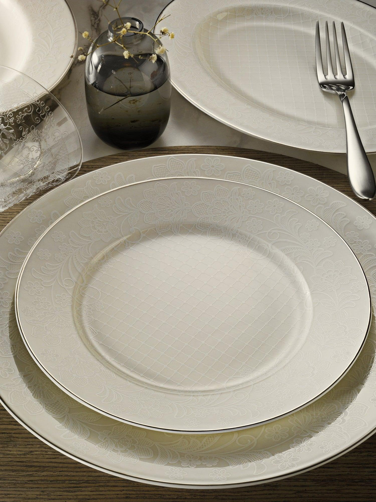 Serviciu de masa, 62 piese, Portelan, Alb