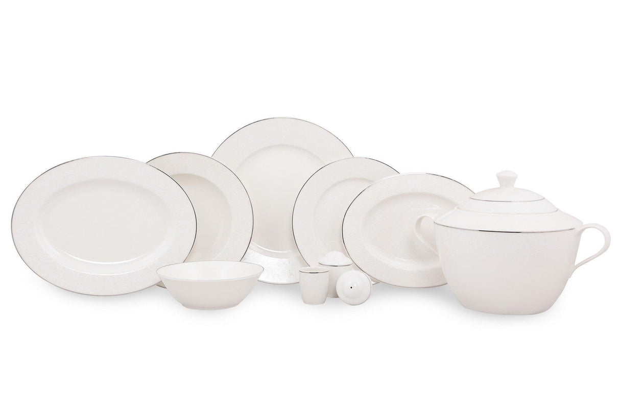 Serviciu de masa, 62 piese, Portelan, Alb