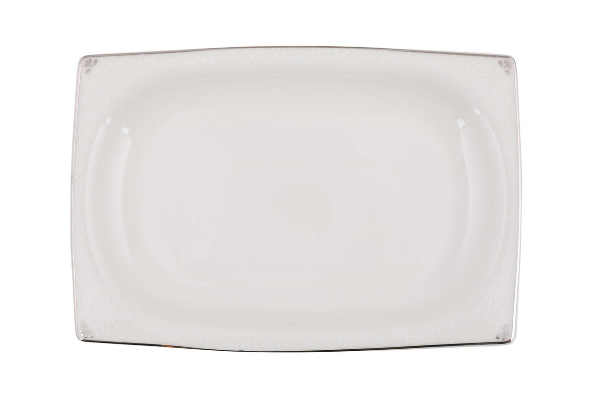 Serviciu de masa, 62 piese, Portelan, Alb - Argintiu