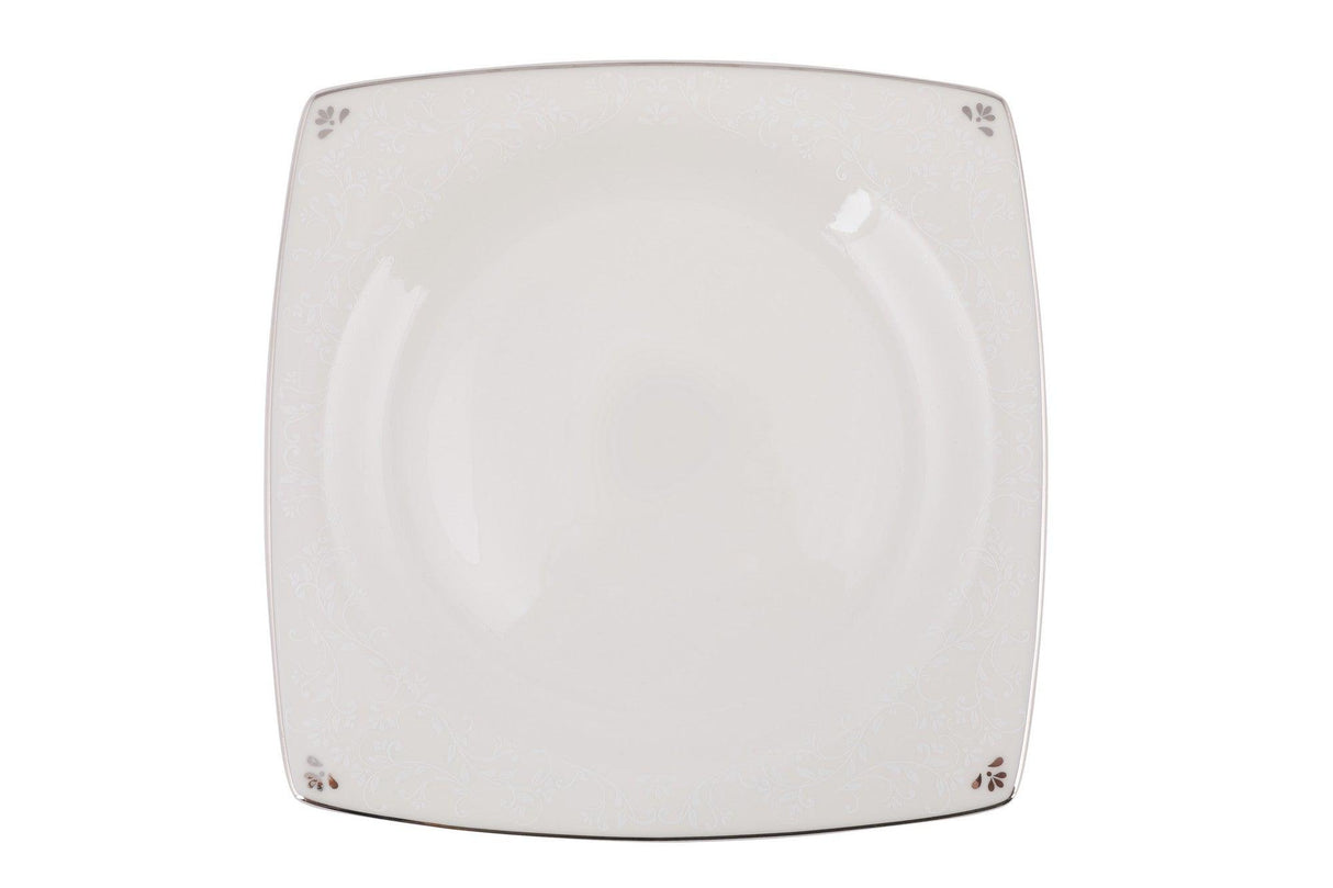 Serviciu de masa, 62 piese, Portelan, Alb - Argintiu