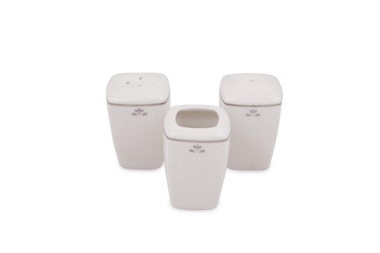 Serviciu de masa, 62 piese, Portelan, Alb - Argintiu