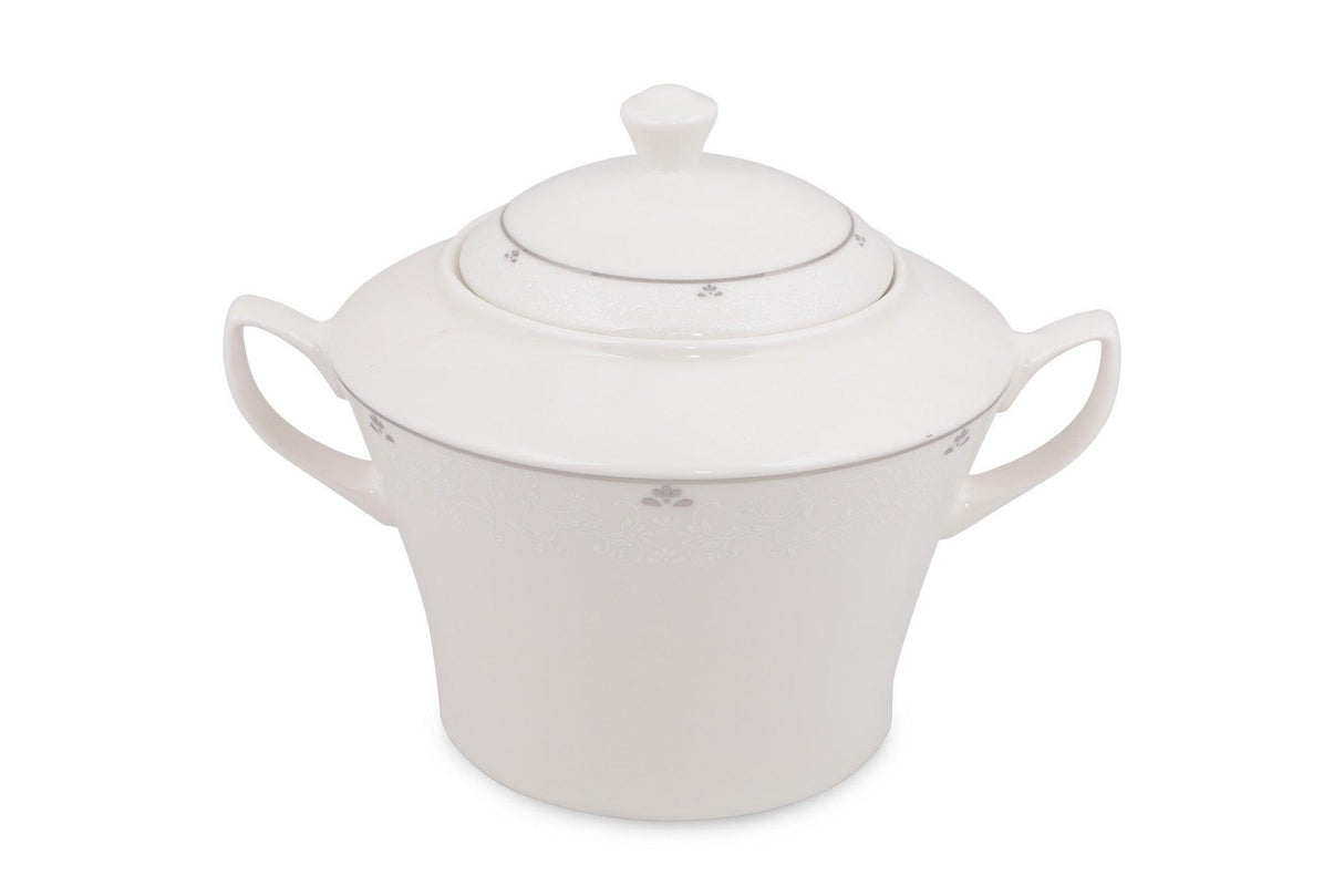 Serviciu de masa, 62 piese, Portelan, Alb - Argintiu