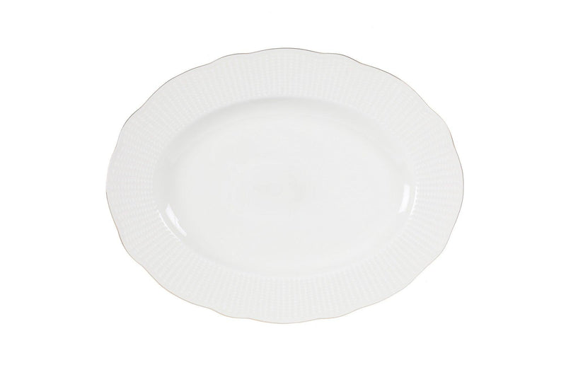 Serviciu de masa, 83 piese, Portelan, Alb - Auriu
