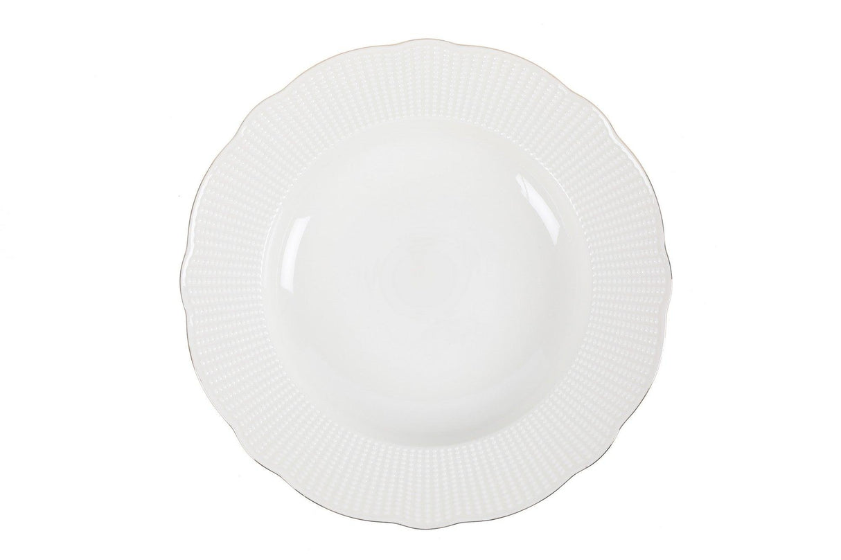 Serviciu de masa, 83 piese, Portelan, Alb - Auriu