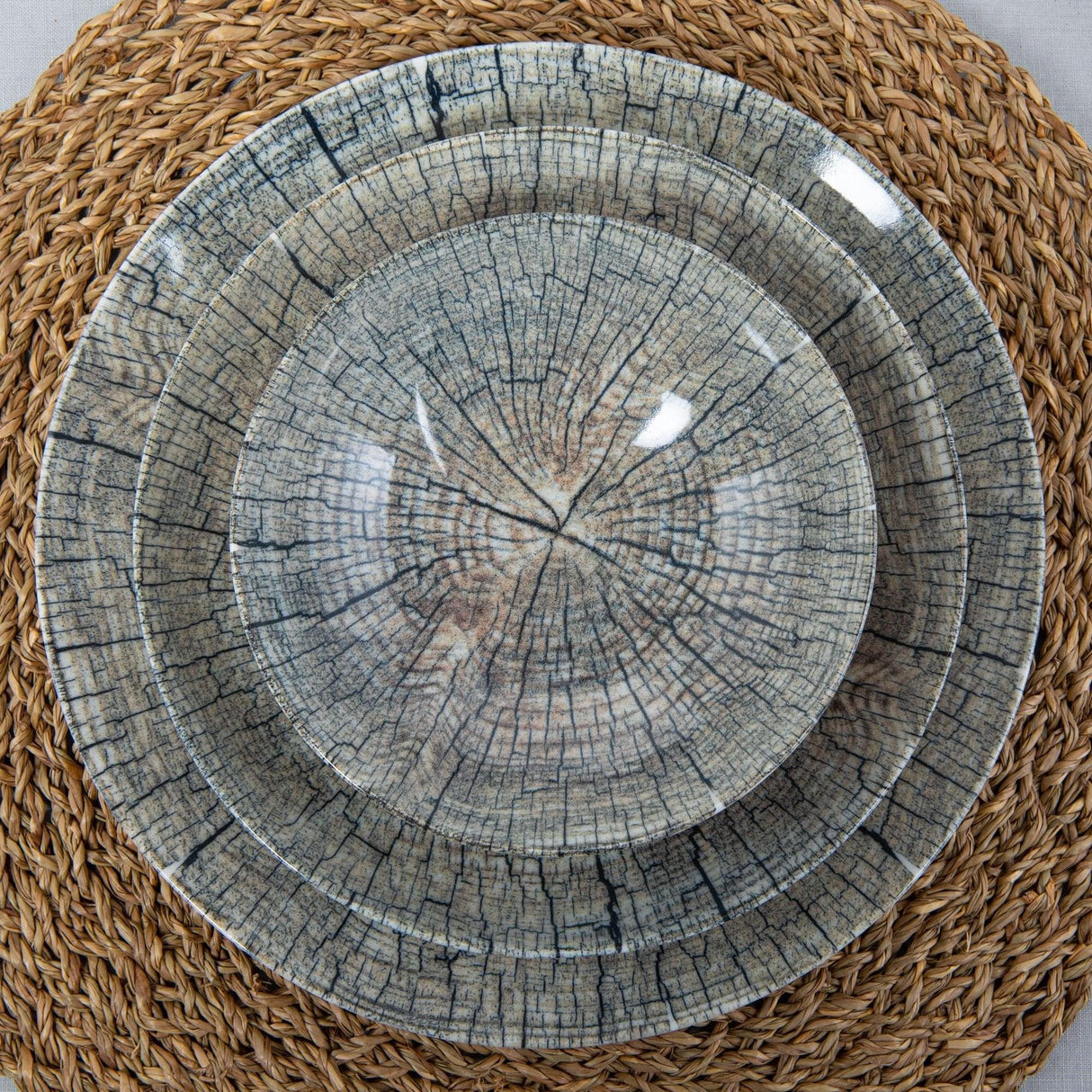 Serviciu de masa, Set 18 piese pentru cina,, Portelan, Lemn