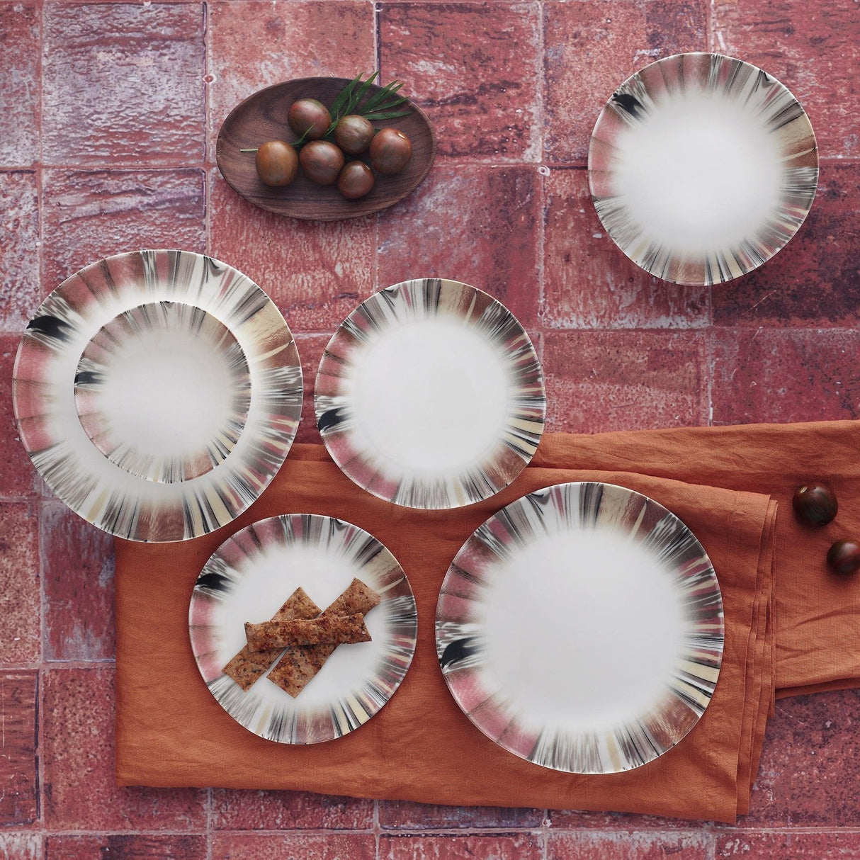 Serviciu de masa, Set 24 piese pentru cina, Portelan, Multicolor