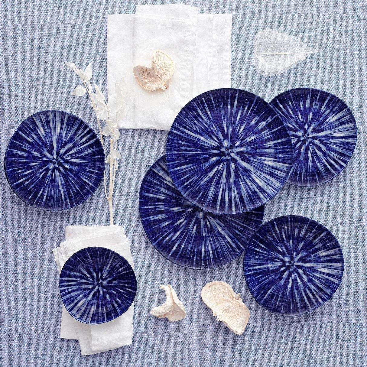 Serviciu de masa, Set 24 piese pentru cina, Portelan, Albastru