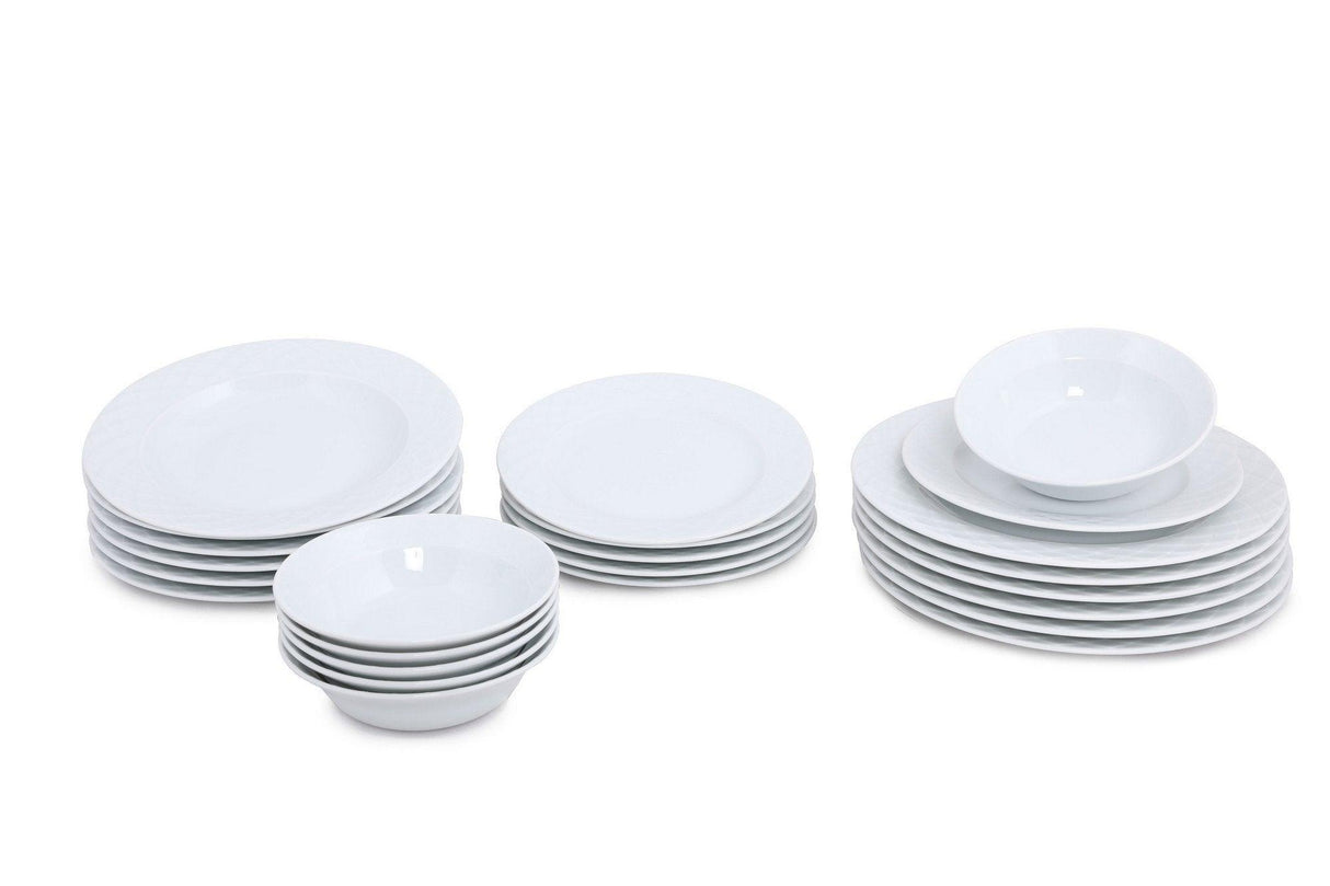 Serviciu de masa, Set 24 piese pentru cina, Portelan, Alb