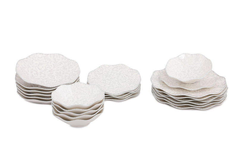 Serviciu de masa, Set 24 piese pentru cina, Portelan, Gri