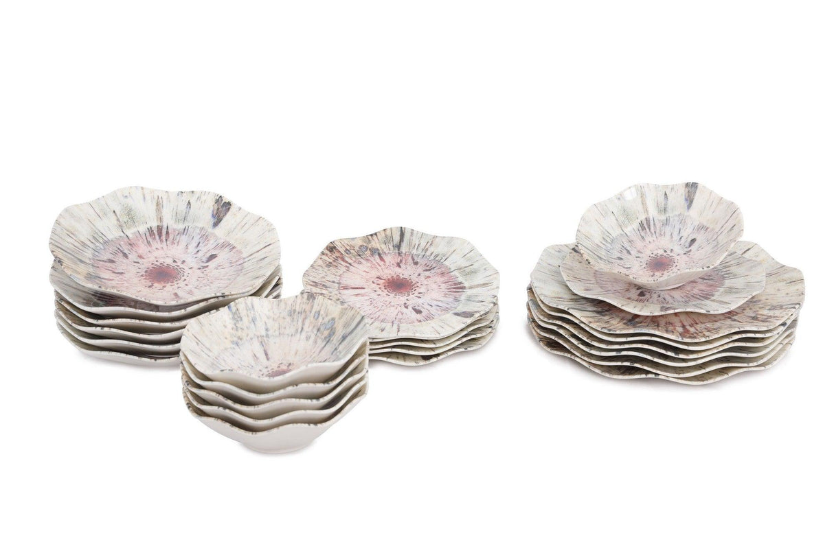 Serviciu de masa, Set 24 piese pentru cina, Portelan, Roz