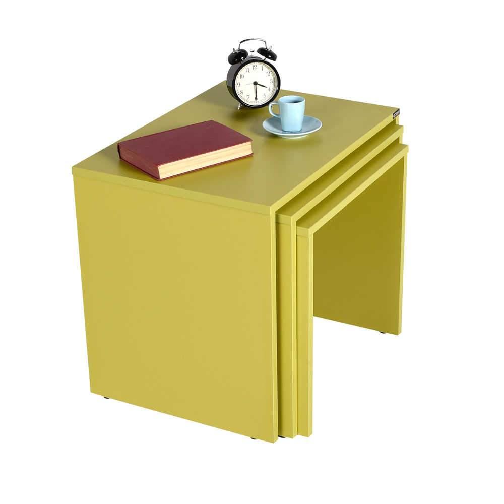 Set 3 Masute Cafea Zigon Adore, 55x47x40 cm - Verde