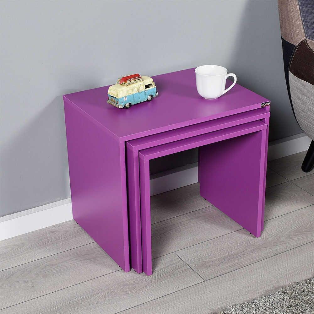 Set 3 Masute Cafea Zigon Adore, 55x47x40 cm - Mov