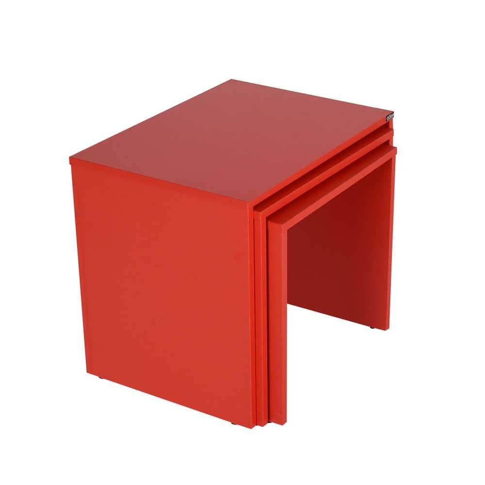 Set 3 Masute Cafea Zigon Adore, 55x47x40 cm - Rosu