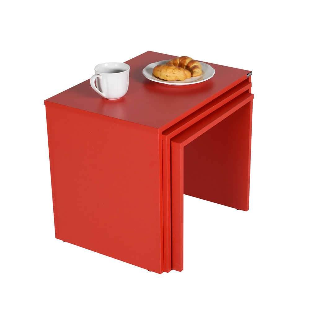 Set 3 Masute Cafea Zigon Adore, 55x47x40 cm - Rosu
