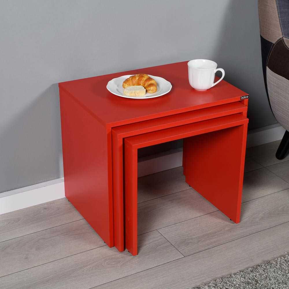 Set 3 Masute Cafea Zigon Adore, 55x47x40 cm - Rosu