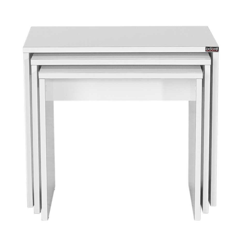 Set 3 Masute Cafea Zigon Adore, 55x47x40 cm - Alb
