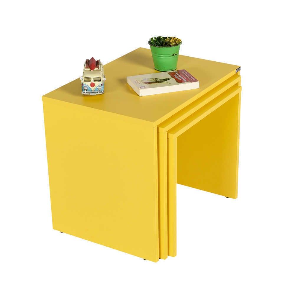 Set 3 Masute Cafea Zigon Adore, 55x47x40 cm - Galben