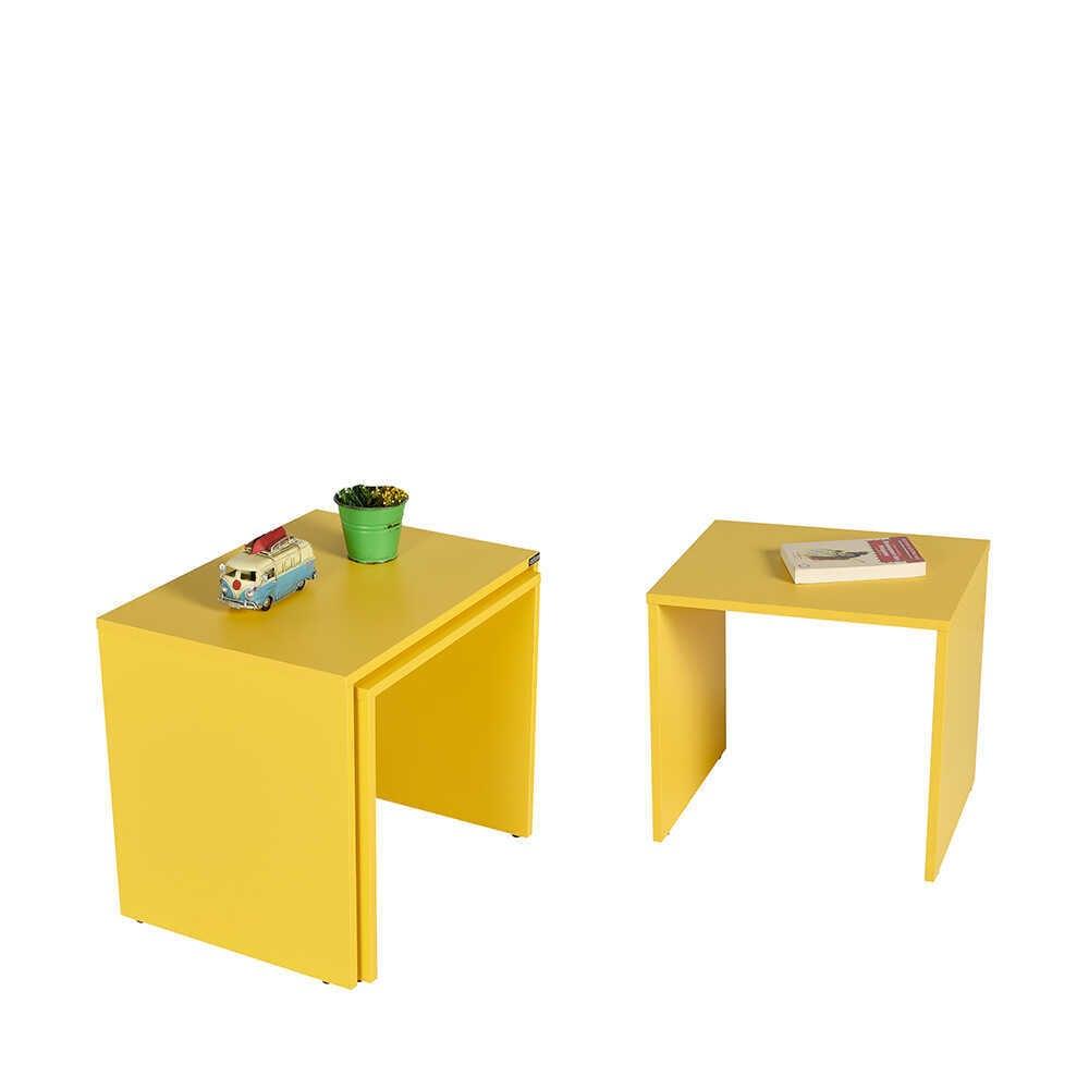 Set 3 Masute Cafea Zigon Adore, 55x47x40 cm - Galben