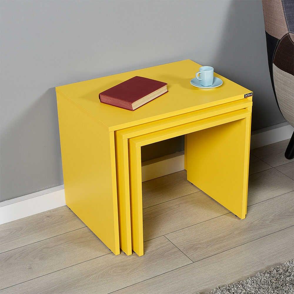 Set 3 Masute Cafea Zigon Adore, 55x47x40 cm - Galben