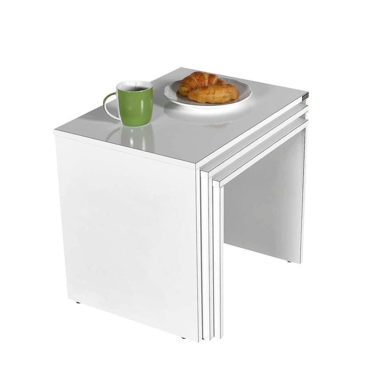 Set 3 Masute Cafea Zigon Adore, 55x47x40 cm - Alb