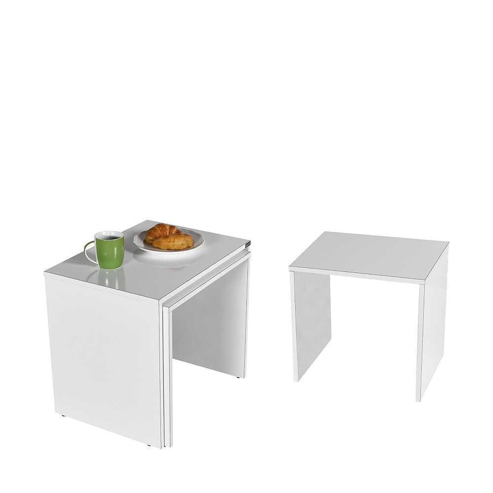 Set 3 Masute Cafea Zigon Adore, 55x47x40 cm - Alb