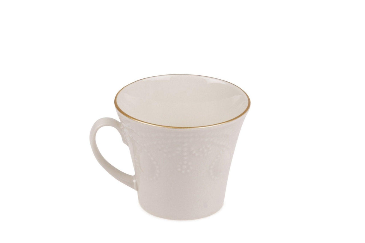 Set 6 cesti + 6 farfurii, Portelan, Alb