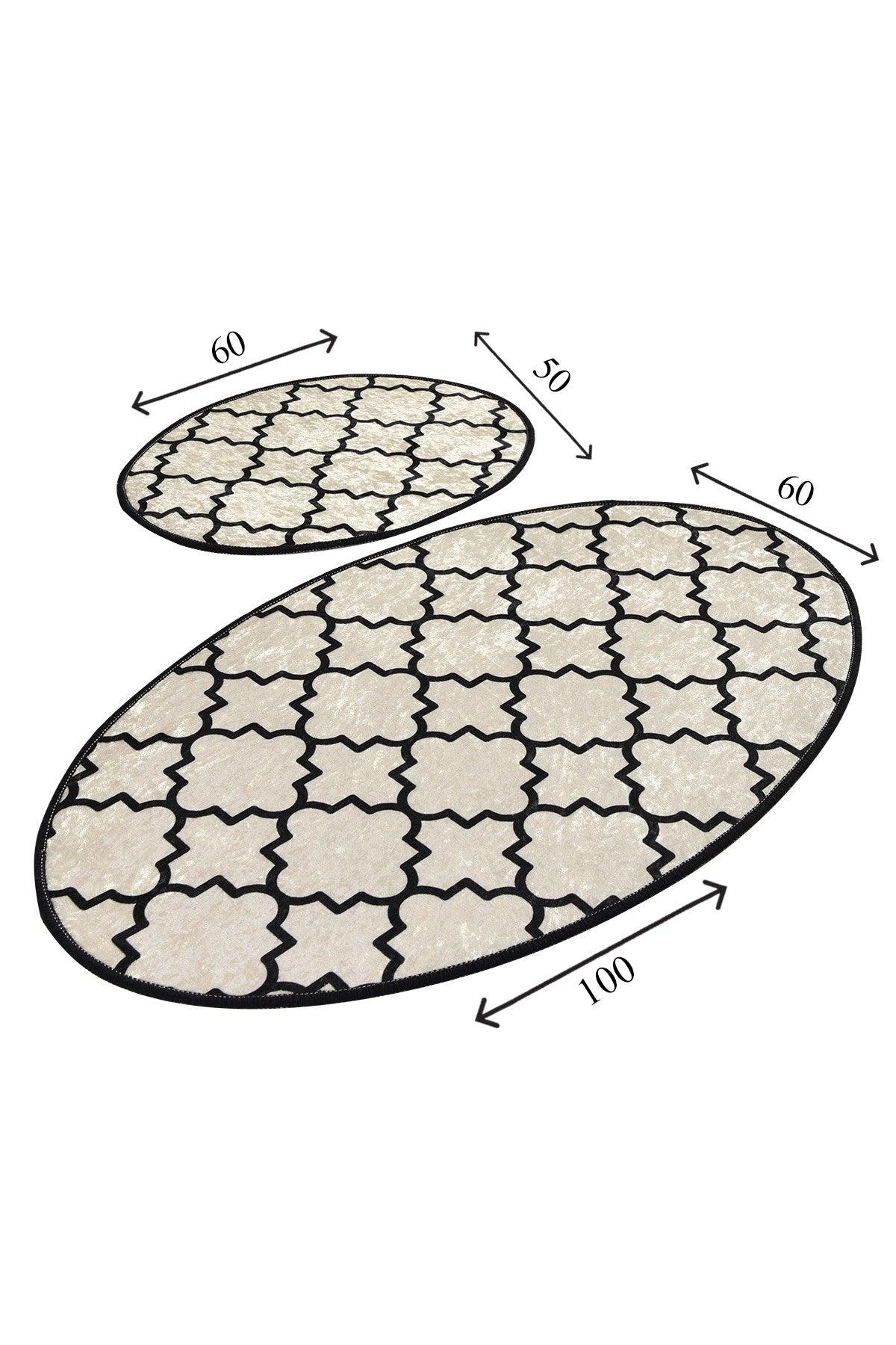 Set Covor de baie (2 bucăți), Alb - Negru