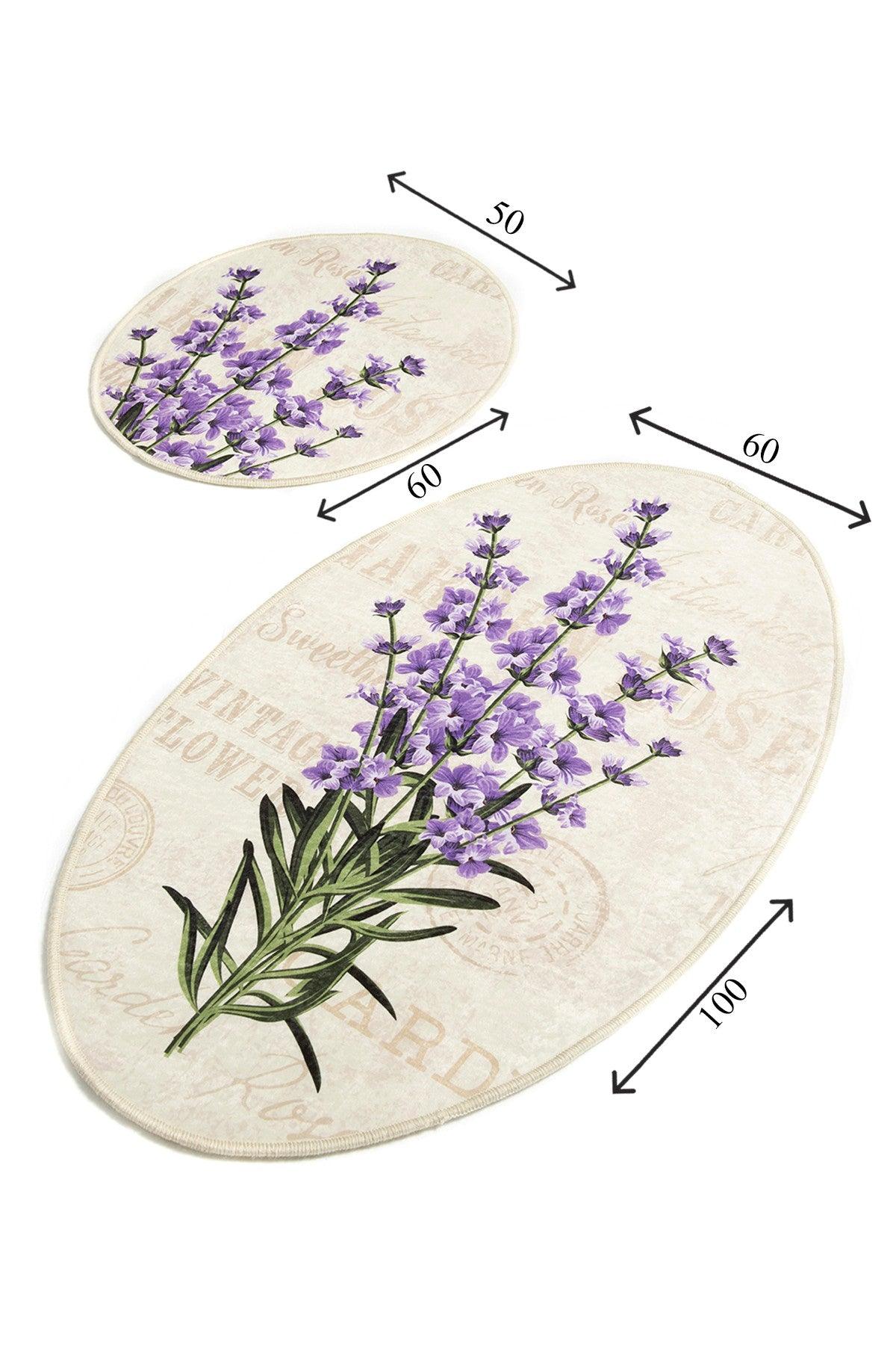 Set Covor de baie 2 bucati Lavanda, Multicolor, 100x60 cm