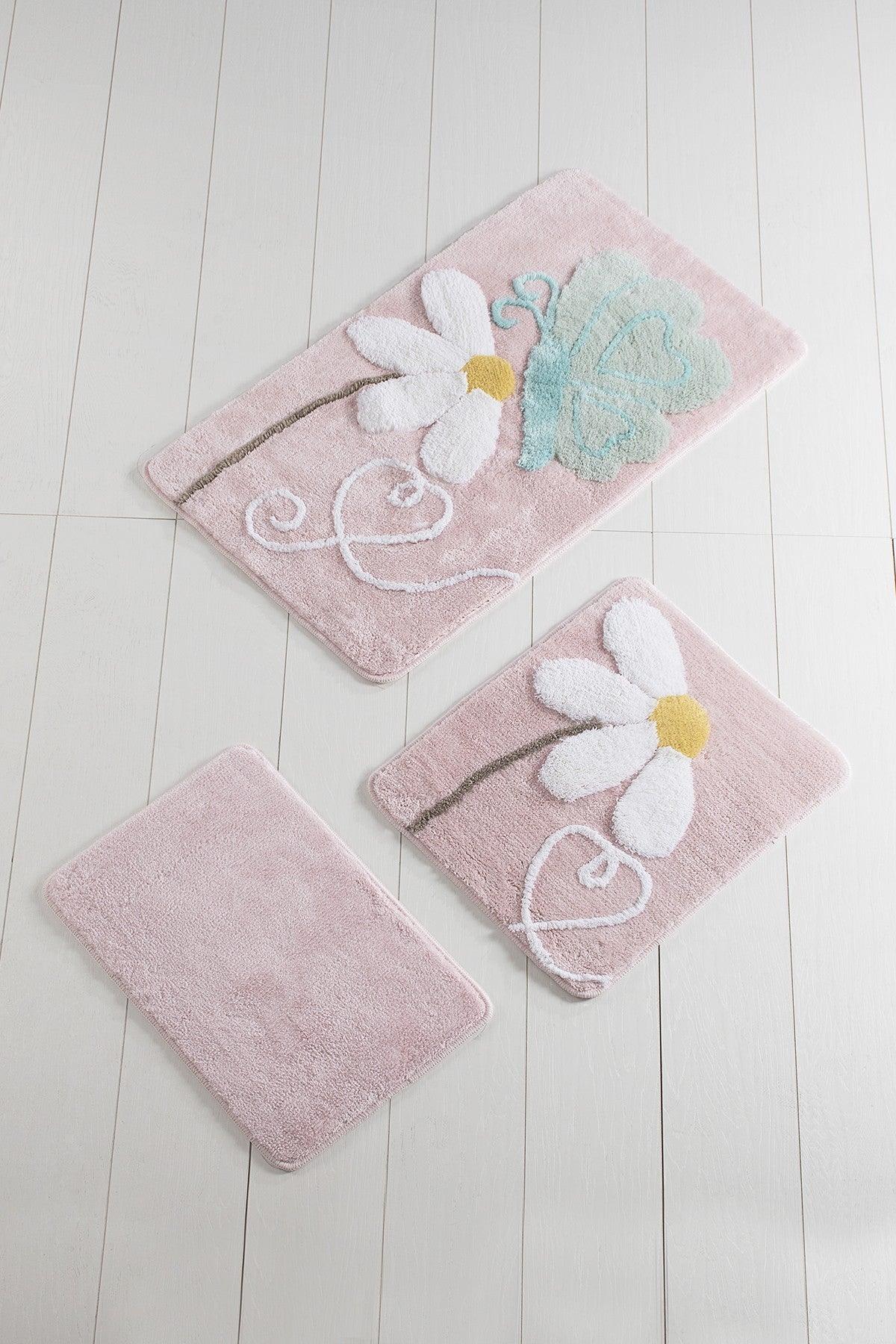 Set Covor de baie (3 bucăți), Roz